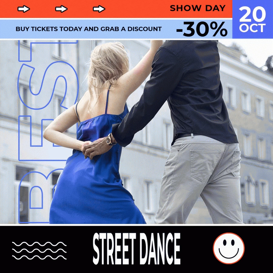 潮流撞色新媒体推广舞蹈音乐派对海报BANNER模板PSD分层设计素材【018】